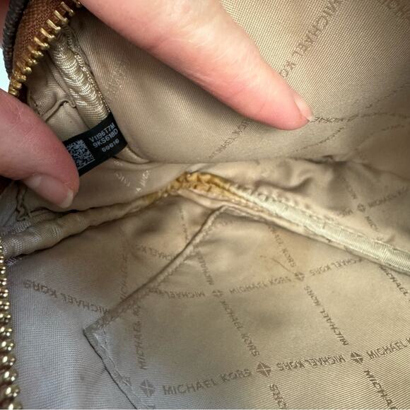 Michael Kors Brown & Tan Fulton Sport Monogram Medium Crossbody Bag Purse - Picture 6 of 12